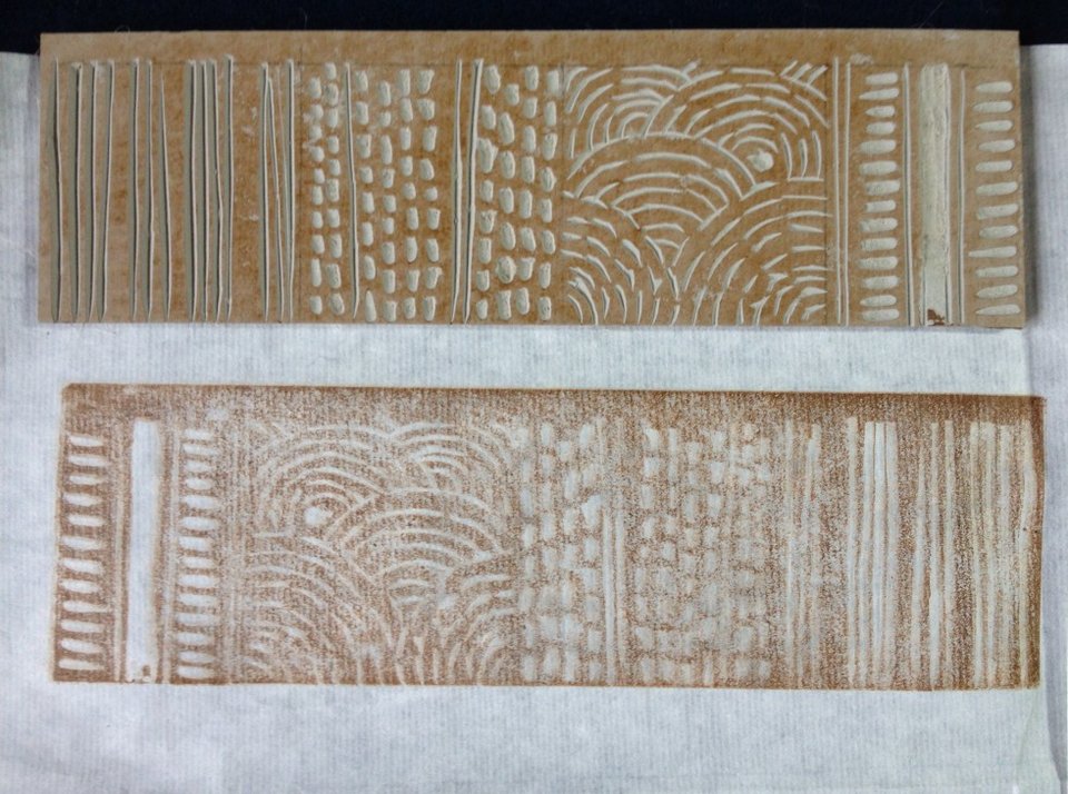 Practice using V- and U-shaped lino cutting tools 